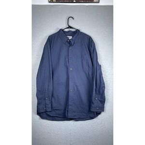 Carhartt Shirt Mens 2XL Blue Solid Twill Long Sleeve Button Down Workwear